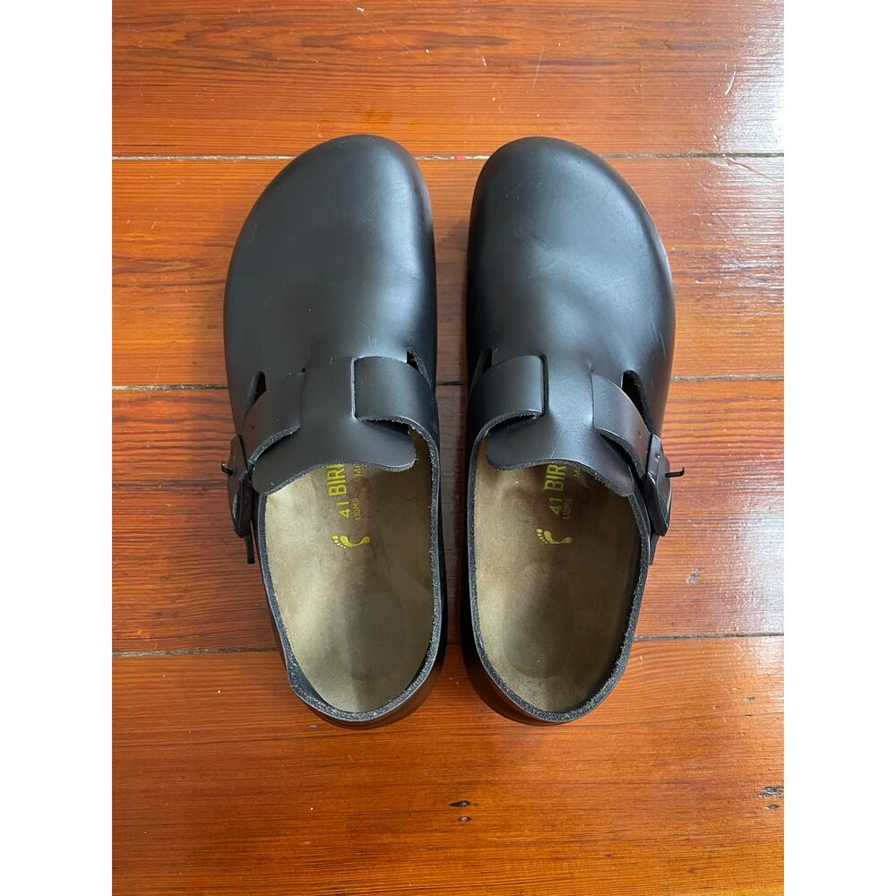 Birkenstock London Black Leather Clogs Shoes EU 41 US M8 W10 Regular Germany - Picture 8 of 8